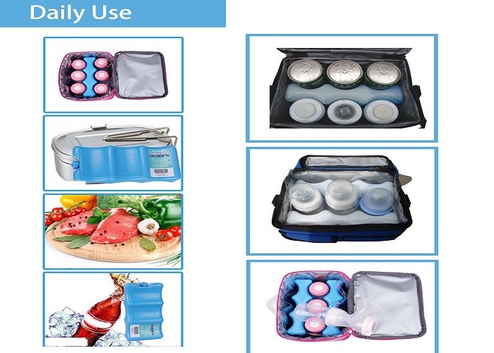 6 Pack Ice Packs Cooler for Lunch Box Reusable Freeze Gel Pack Double